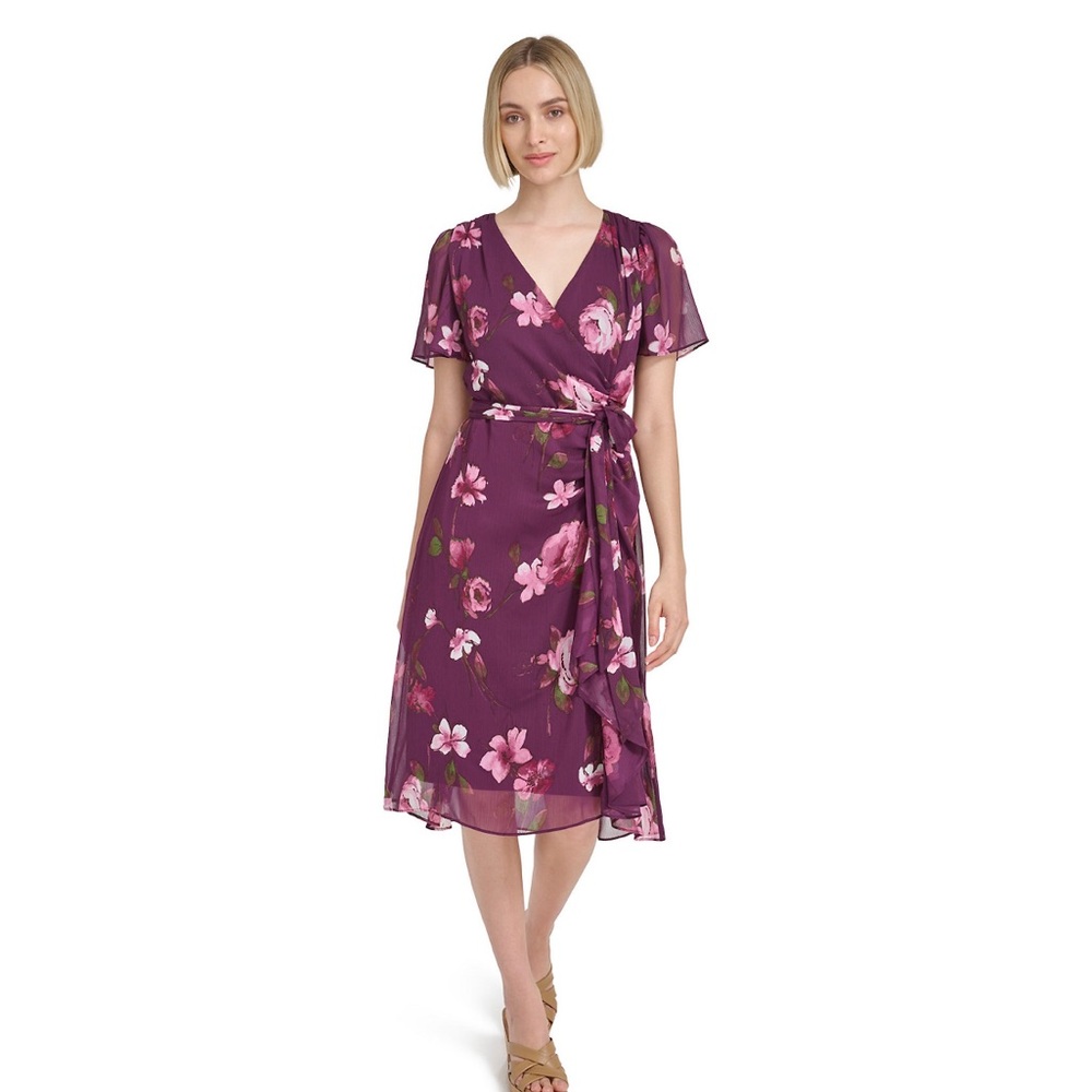 Short sleeve vneck midi dresss